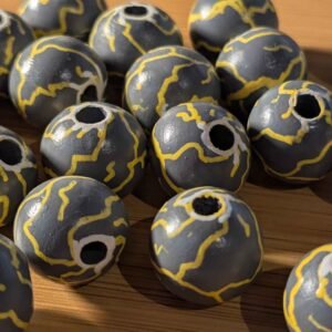Grey Yellow Lightning 20mm Bead
